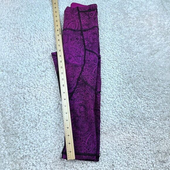 Lululemon Outrun Crop Legging Purple Mesh Antique Paisley Deep Fuchsia Black - Picture 10 of 13